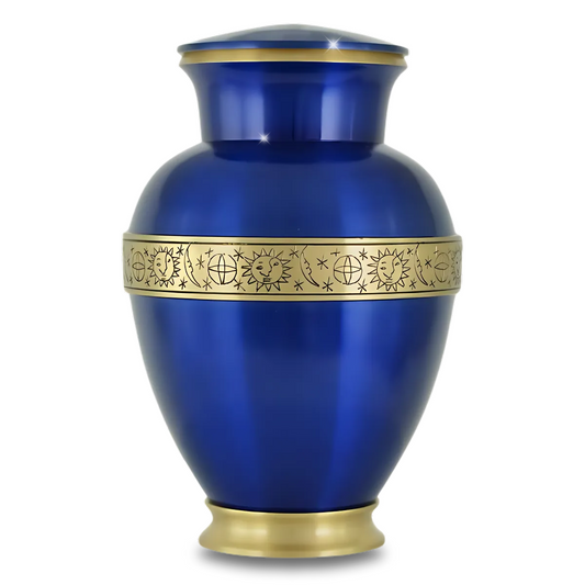 Cremation Blue Brass Urn